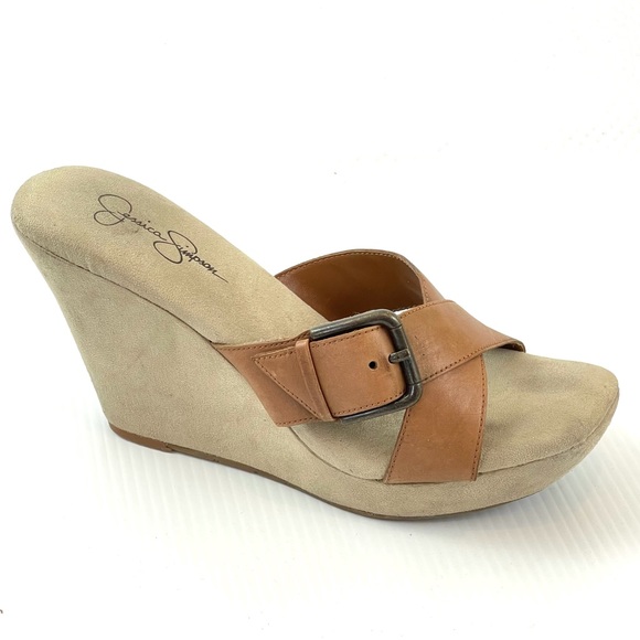 JESSICA SIMPSON Brown Leather Sandals - Picture 1 of 9